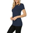 thumbnail image 4 of Womens Basic Cotton Crew Neck Short Sleeve Long Tee Shirt, 4 of 7