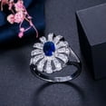 thumbnail image 4 of Flower Yellow Blue Green Ring for Women Silver Plated Cubic Zirconia Jewelry, 4 of 9