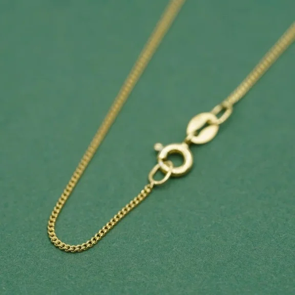 18K Gold Plated Curb Chain 925 Sterling Silver Men And Women Necklace 18