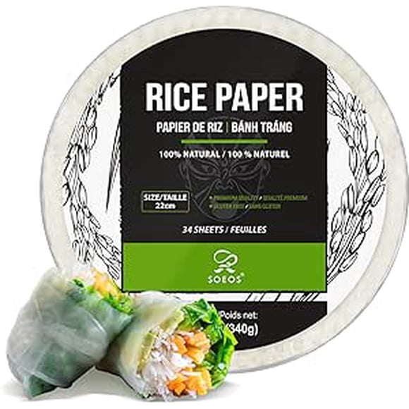 Soeos Rice Paper, 340g, Traditional Vietnamese Rice Wrapper for Spring Rolls & Fresh Rolls