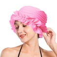 thumbnail image 6 of Pleated Cloth Swim Cap, Elastic Anti-Slip Swim Cap, Women Ear-protecting Bathing Cap Beach Surfing Cap for Long Short Thick Hair, 6 of 7