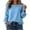 Sky Blue, variant on tarylea Tops for Women Trendy Long Sleeve Scoop Neck Button Slit Hem T-Shirts Casual Loose Fall Plain Tops
