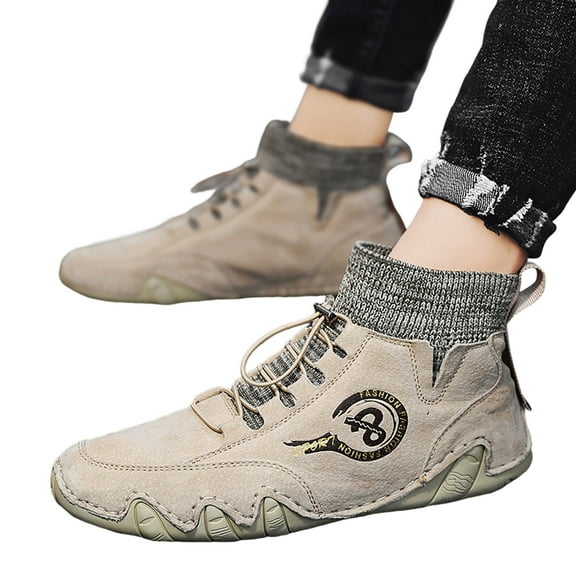 Mepaouo Men's Hiking Barefoot Shoes Zero Drop Warm Minimalist Ankle Boots Athletic Work Sneakers