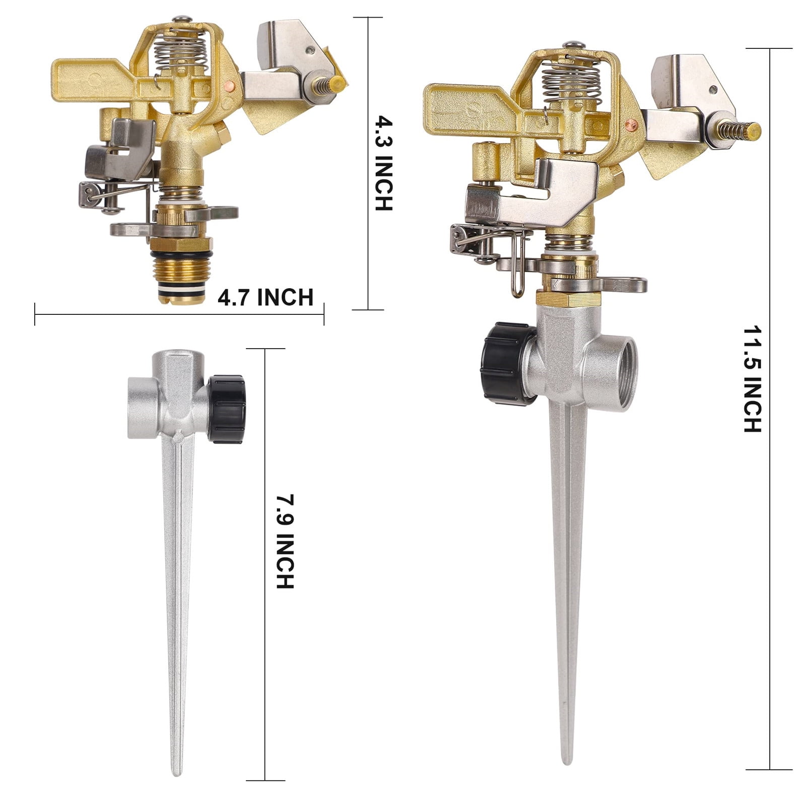 GlamourGarden 5600 sq Brass Impact Sprinklers, 2 Pack