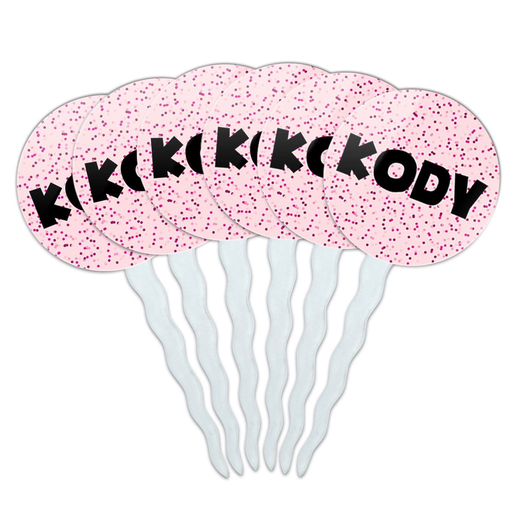 Pink Speks Kody Cupcake Picks Toppers Set of 6 Pink Speckles Pink Speks Kody Cupcake Picks Toppers Set of 6 Pink Speckles