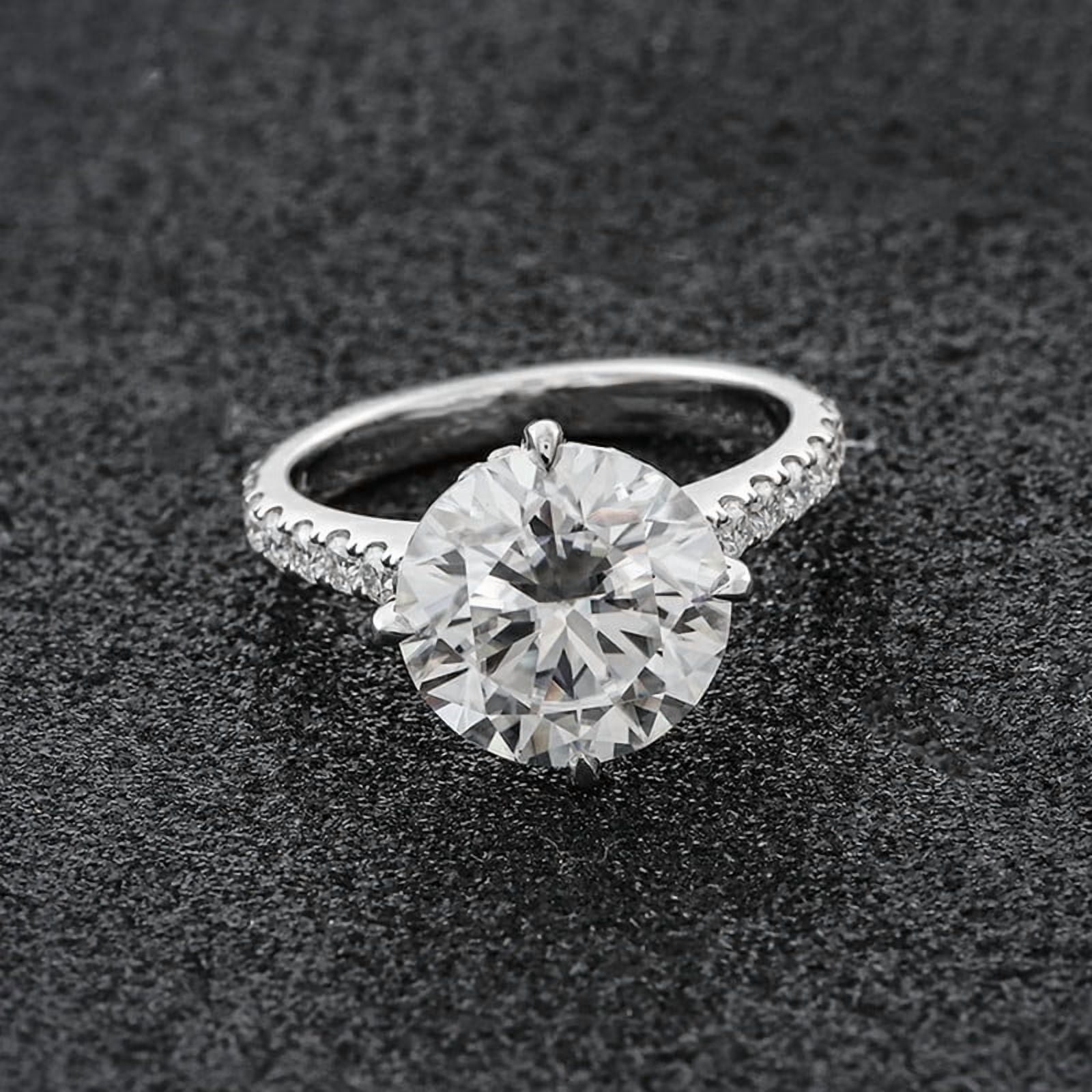 solitaire jewels 5CT Round Moissanite Hidden Halo Engagement Ring For Women, 10K Yellow Gold