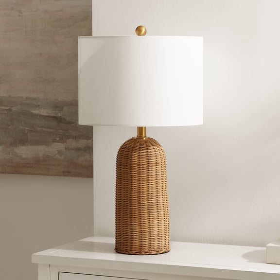 Safavieh Anto 25.5" Rattan Traditional Table Lamp with White Shade