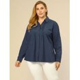 thumbnail image 4 of BluCasual ManLarCamiCon Botones Trabajo Top TalGrande PaMujer Azul Marino 3XL, 4 of 6