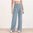 thumbnail image 2 of Wide Leg Yoga Pants for Women High Waisted Pleated Comfy Stretchy Work Dress Pants Casual Loose Pull on Sweatpants Blue L, 2 of 5