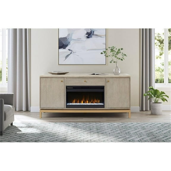 Pemberly Row 80" Fireplace Console Entertainment Fully Assembled Light Brown