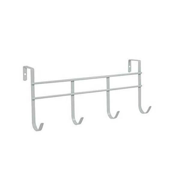 Spectrum 13-3/4 in. L Semi Gloss White Steel Small Over the Door 4-Hook Rack 1 pk