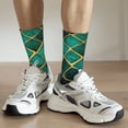 thumbnail image 6 of Hirioo Green Mosaic Glass Pattern Adult Middle Tube Socks Breathable Sock Non-Pilling,Contrasting Color Design, 6 of 6