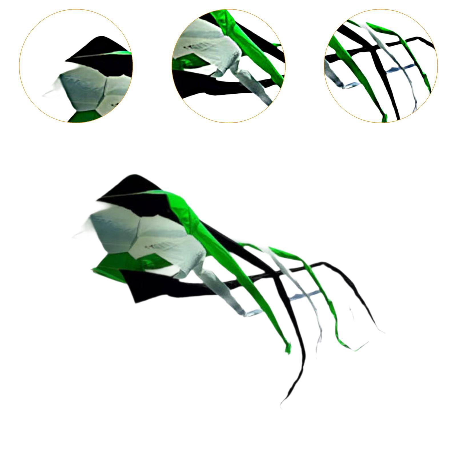 Baoblaze Long Tail Kite Decorative Popular Rotating Tube Kite for Park Grasslands Sea Black White Green