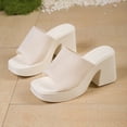 thumbnail image 2 of SACFOF Knit Heeled Sandals for Women, Comfortable Fashion Summer Sexy Open Toe Increase Height Slip On Beach Block Heel Slippers for Outdoor Indoor Party, 2 of 6