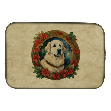 

Great Pyrenees Christmas Flowers Dish Drying Mat