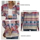 thumbnail image 5 of Abrigo de mujer de manga larga con capucha y bolsillo con cordón y patrón geométrico Abrigo de ajuste casual para ir de compras Rosa L, 5 of 7