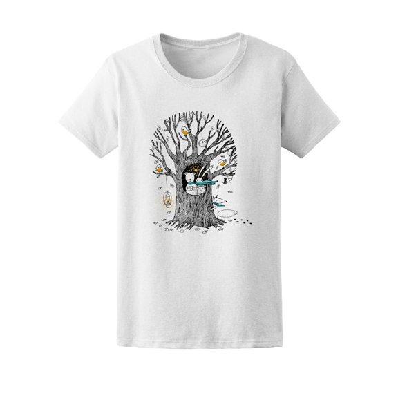 Autumn Tree Bear Hare Hedgehog Tee Women's -Image by Shutterstock