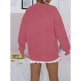 thumbnail image 5 of VILOVE Women Auntie Sweatshirt Cool Aunt Crew Neck Sweatshirt Auntie Letter Print Long Sleeve Pullover Top, Pink, 5 of 6
