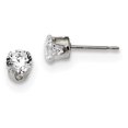 thumbnail image 1 of Sterling Silver 5mm Round Snap Set CZ Stud Earrings QE1004, 1 of 2