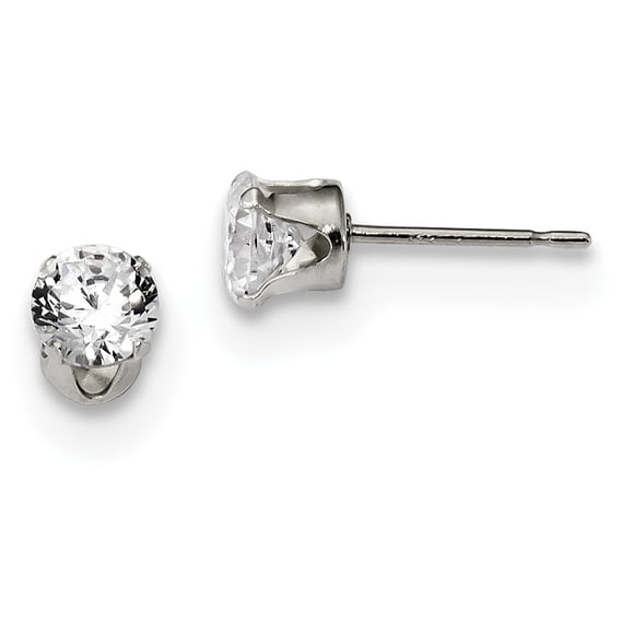 Sterling Silver 5mm Round Snap Set CZ Stud Earrings QE1004