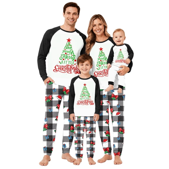 Lvotionpl Match Family Christmas Pjs, Matching Christmas Pajamas Long Sleeve Top & Pants Set Matching Holiday Family Pajama Xmas Sets