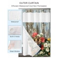 thumbnail image 4 of No Hook Shower Curtain with Snap-in Liner, Easter Waterproof Fabric Bathroom Curtains, Retro Spring Rabbit Flowers Plants Wooden Plank Bath Curtains & Mesh Top Window 66"x72", 4 of 9