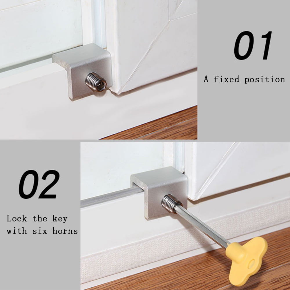1 Pcs Adjustable Sliding Window Lock Stopper Door Frame Locks With Key