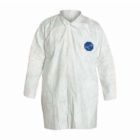 Disposable Lab Frock, S, Tyvek(R) 400, Snaps, Open Cuff, Serged Seam, 30 PK