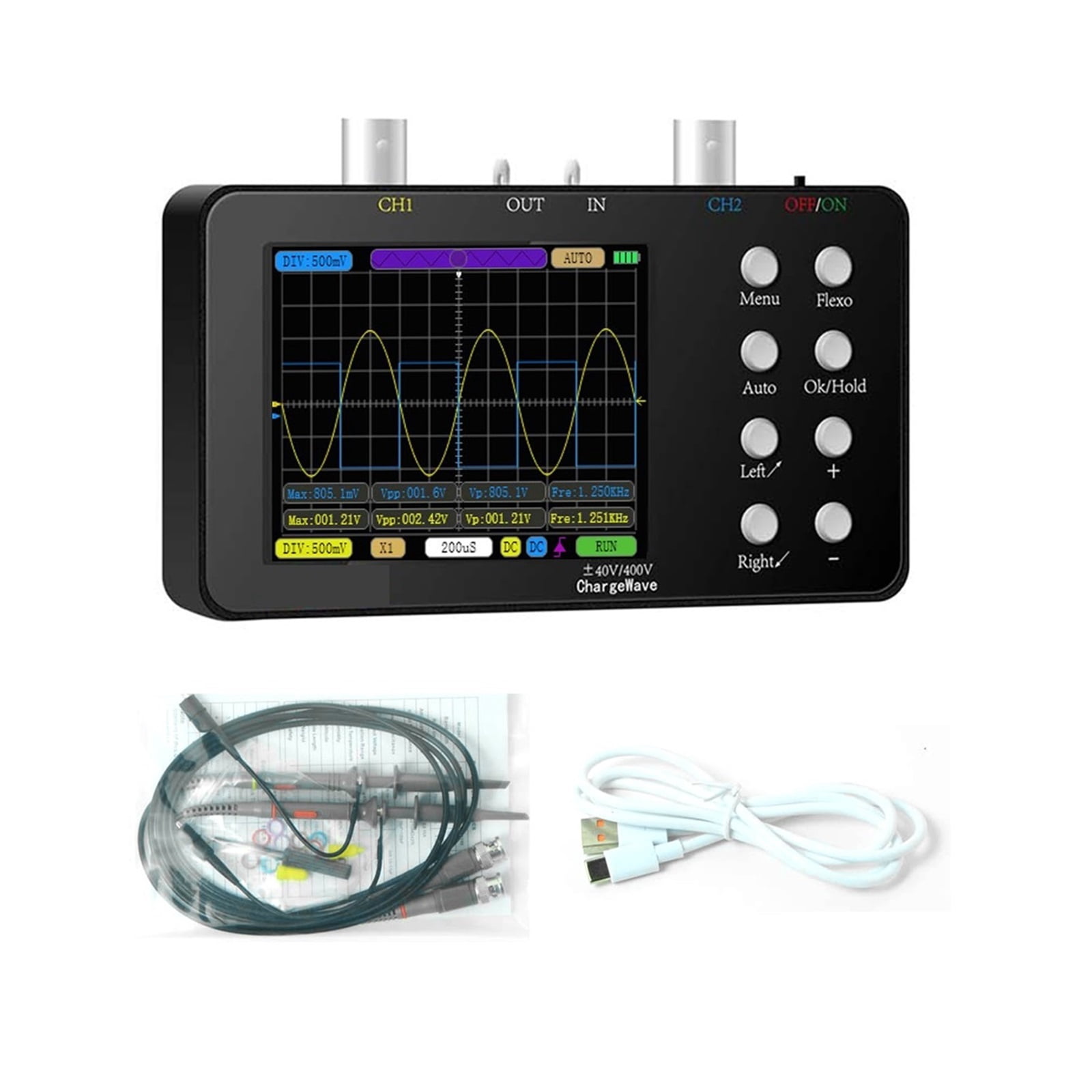 Handheld 10M Analogue Bandwidth 50M Sampling Rate Compact Portable Digital Oscilloscope Current Oscilloscope Cellphone Repairs ,Professional Designed