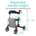 thumbnail image 4 of Vive Sunstride Rollator for Seniors - Foldable Walker with Seat, Durable Aluminum Frame, 8-inch All-Terrain Wheels, 4 of 8