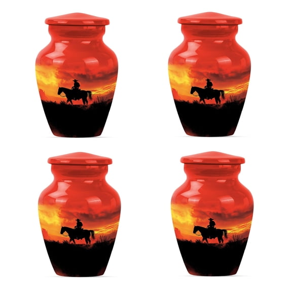 SUBSH Cowboy Urn - Mini Urns for Ashes - Urn for Adult Male - Urn for Ashes for Women - Cremation Urn for Ashes - Cremation Urns for Adults (3 inch Pack of 4)