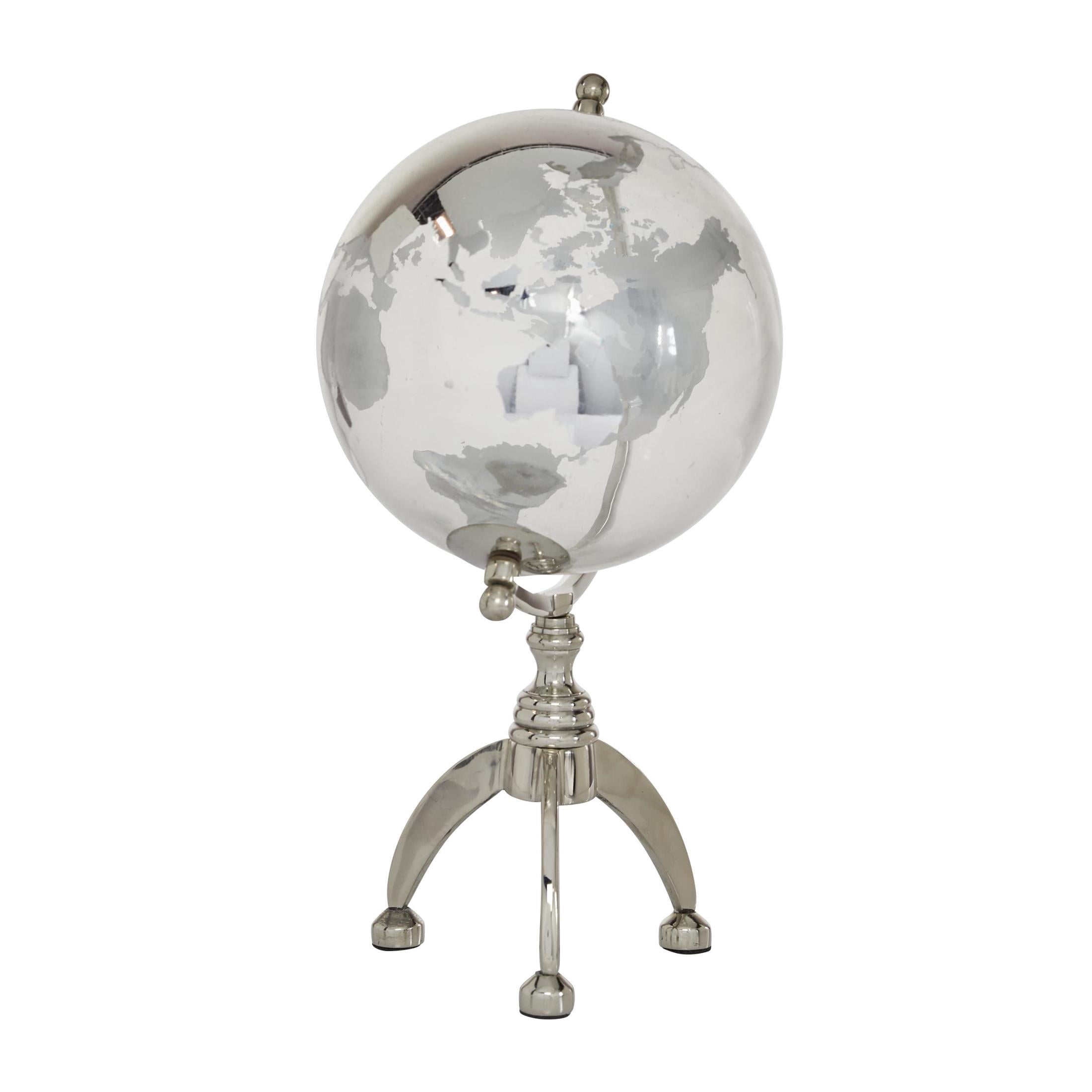 DecMode 9" Silver Globe with Glass Continents