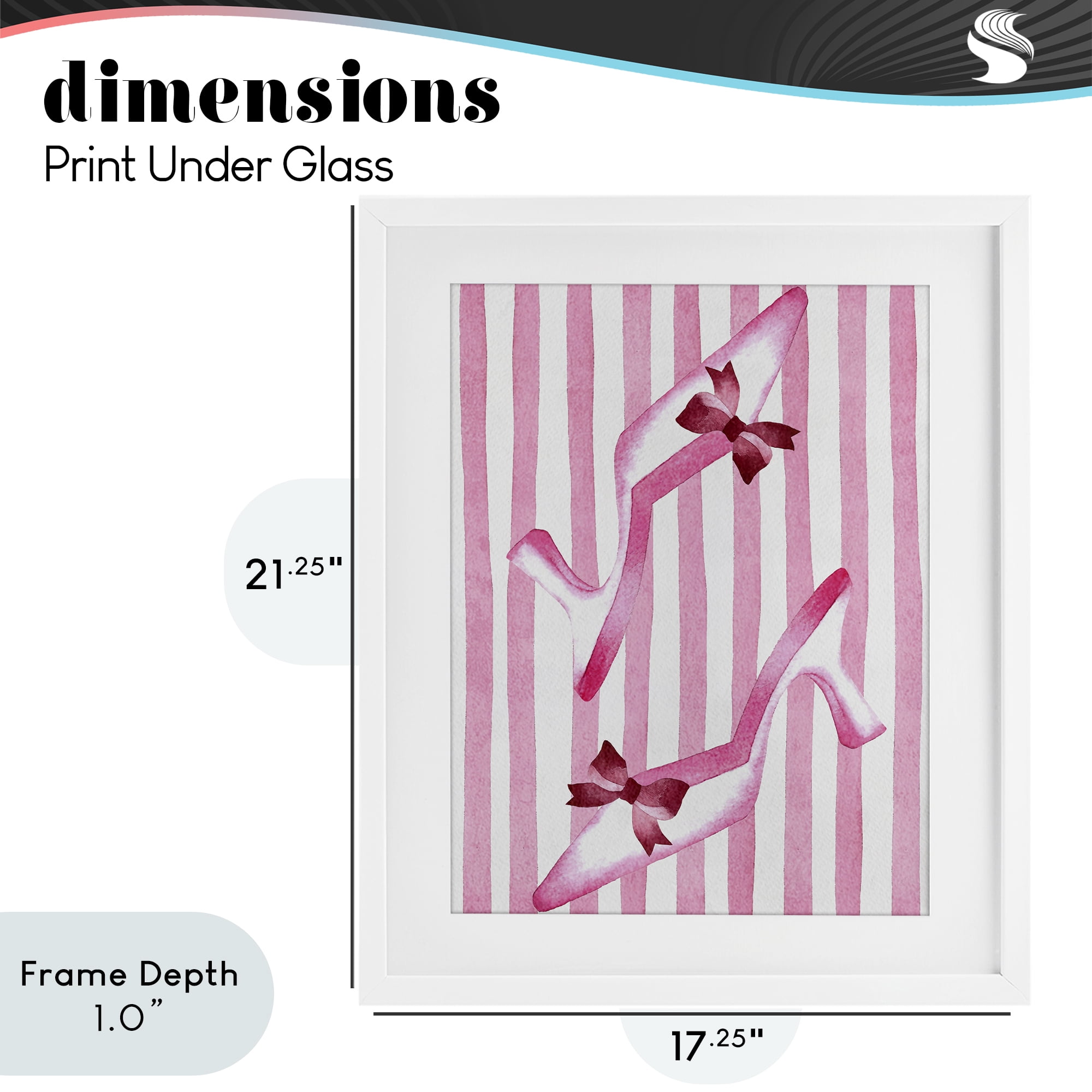 Stupell Industries Bow Heels on Pink Stripes White Framed Print Under Glass, design by Camila Juncos