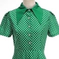 thumbnail image 3 of HBGVBA Casual Midi Dress for Women,Short Sleeve Dresses,Vintage Style Stand Collar Button Down Print Flowy Dress, 3 of 4