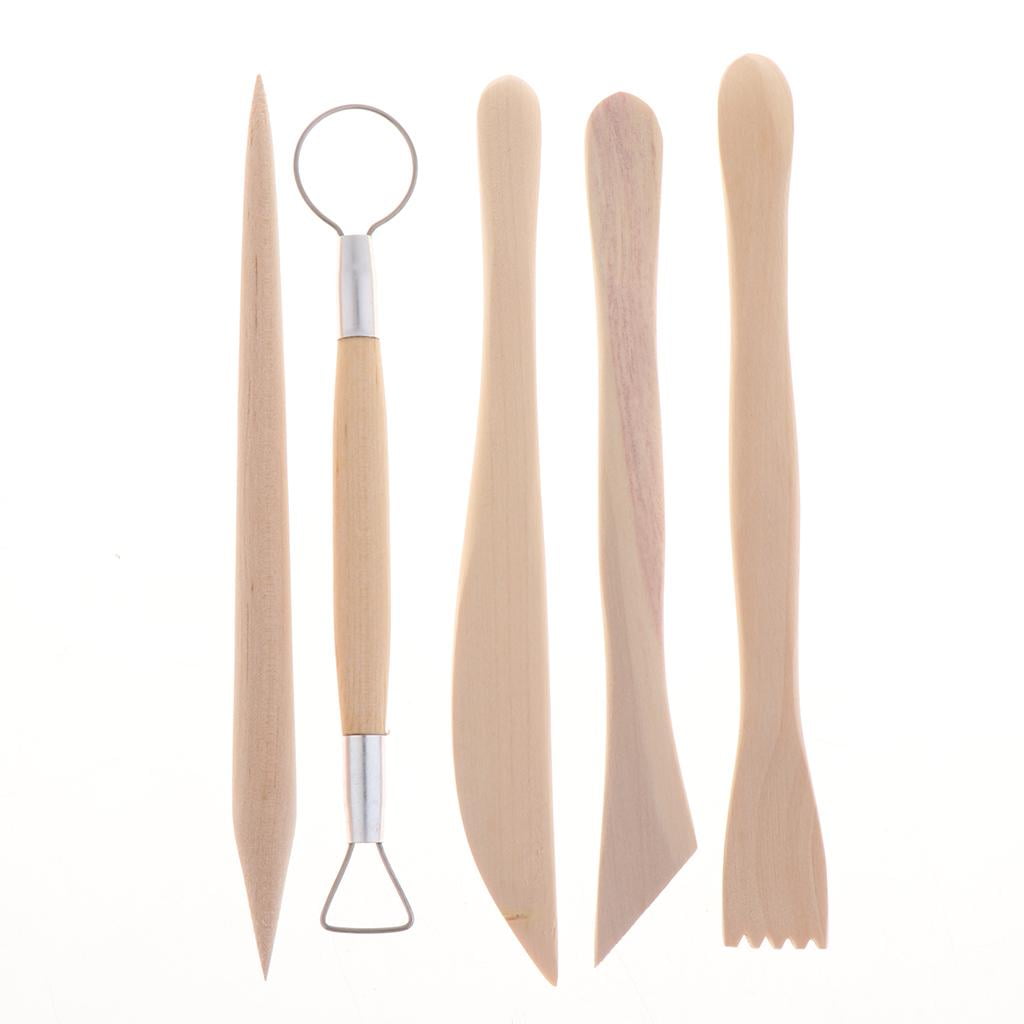 Milageto 5 Style Polymer Clay Tools,Modeling Clay Tools, Wooden Clay Tools, Wooden Handle 56Pcs