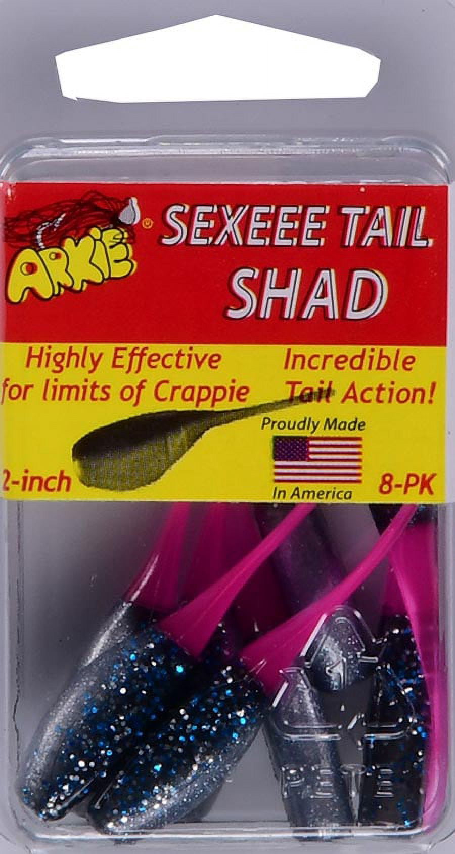 Arkie Lures 2 inch Sexee Tail Shad Soft Fishing Lure, Color Fire Ice