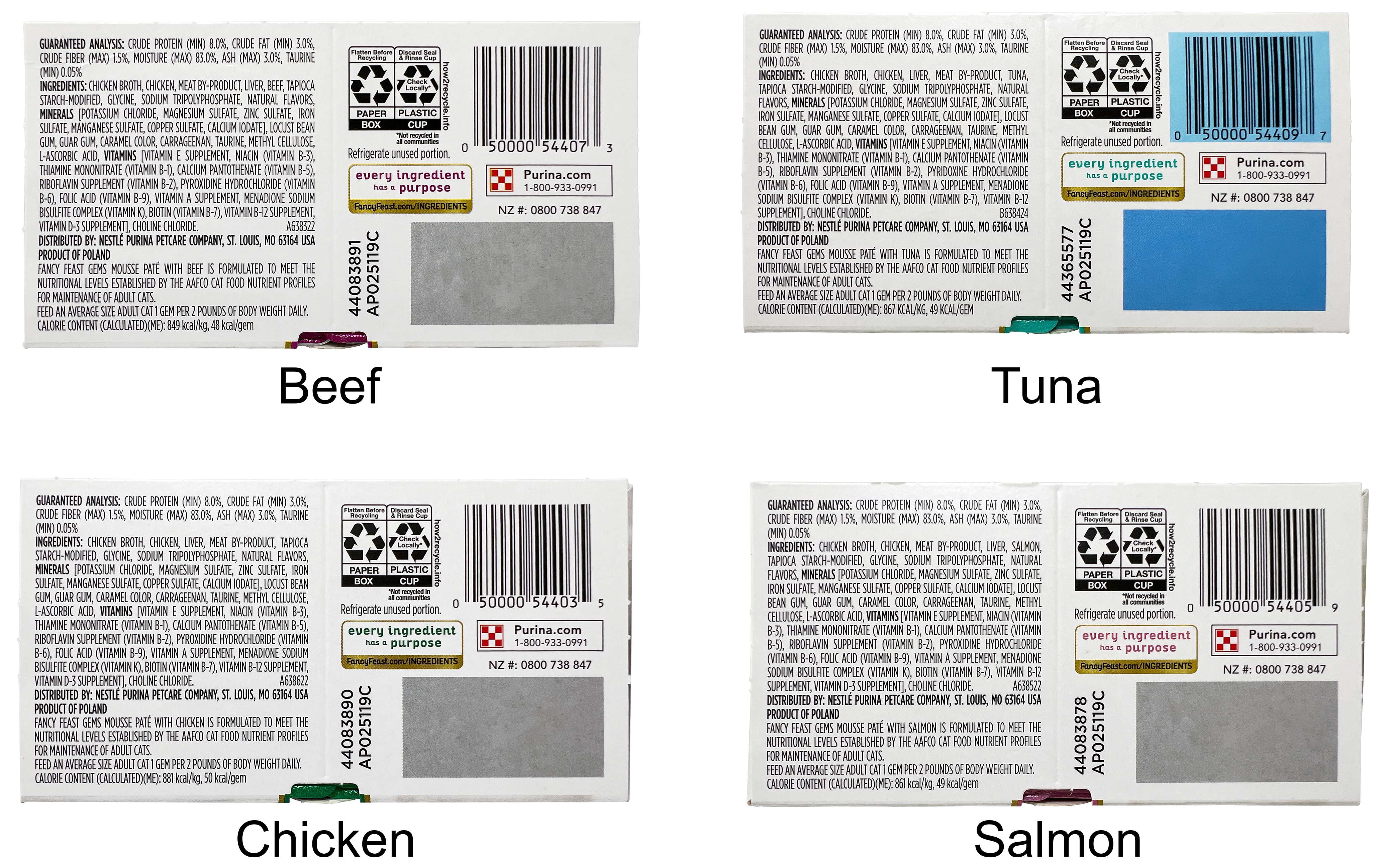 Purina Fancy Feast Gems Adult Cat Food Samplers - Chicken, Beef, Salmon, Tuna (4 oz.) | 1 Each | MerlinsMart Zine & Catnip Toy