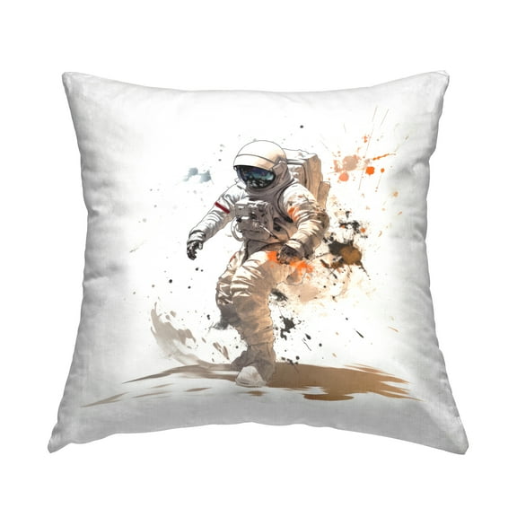 Stupell Industries Astronaut with Modern Splatter Decorative Printed Throw Pillow, 18 x 18