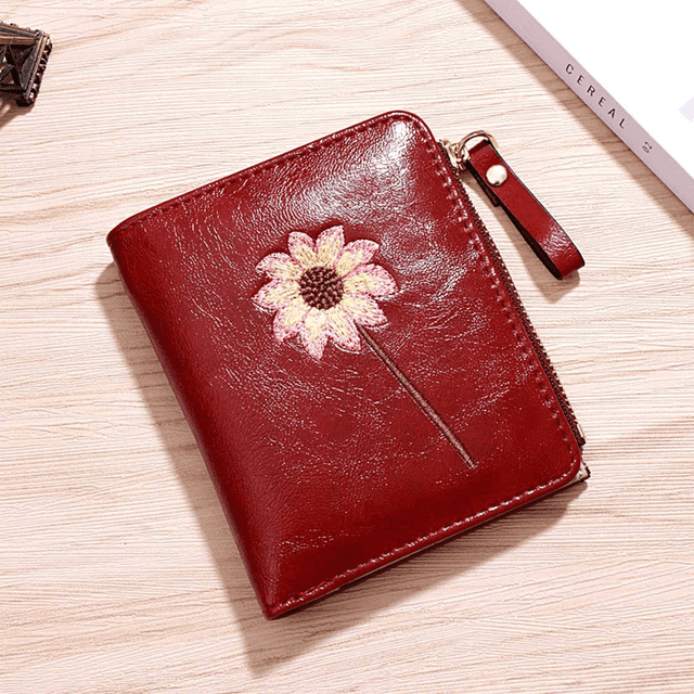 Girls Wallet Small Bifold Womens Wallets Rfid,Compact Female Cute Mini Zipper Coin Card Purse for Teen Girl Kids (Red)