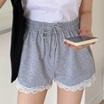 thumbnail image 5 of Abcnature Plus Size Shorts, Womens Athletic Shorts, Fashion Womens Drawstring Casual Elastic Waist Loose Lace Patchwork Shorts, Comfy Beach Shorts, Yoga Pants, Cycling Sport Shorts Gray M, 5 of 5