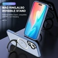 thumbnail image 4 of Magnetic for iPhone 16 Case, Compatible for Mag-Safe Charging with Kickstand Ring Holder, Military-Grade Shockproof Protection Translucent Back for iPhone 16 Phone Case, Blue, 4 of 7