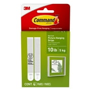Command Narrow Picture Hangers, Holds 10 lb, White, 4 Adhesive Strips