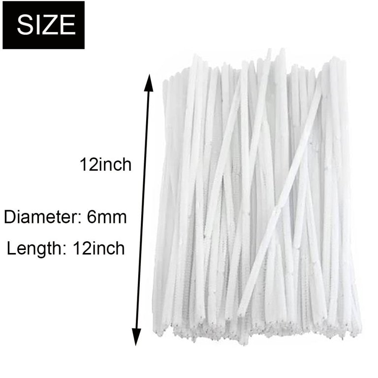 100Pcs White Pipe Cleaners Chenille Stem for DIY  Crafts,Arts,Wedding,Home,Party,Holiday Decoration 6 mm x 12 Inch