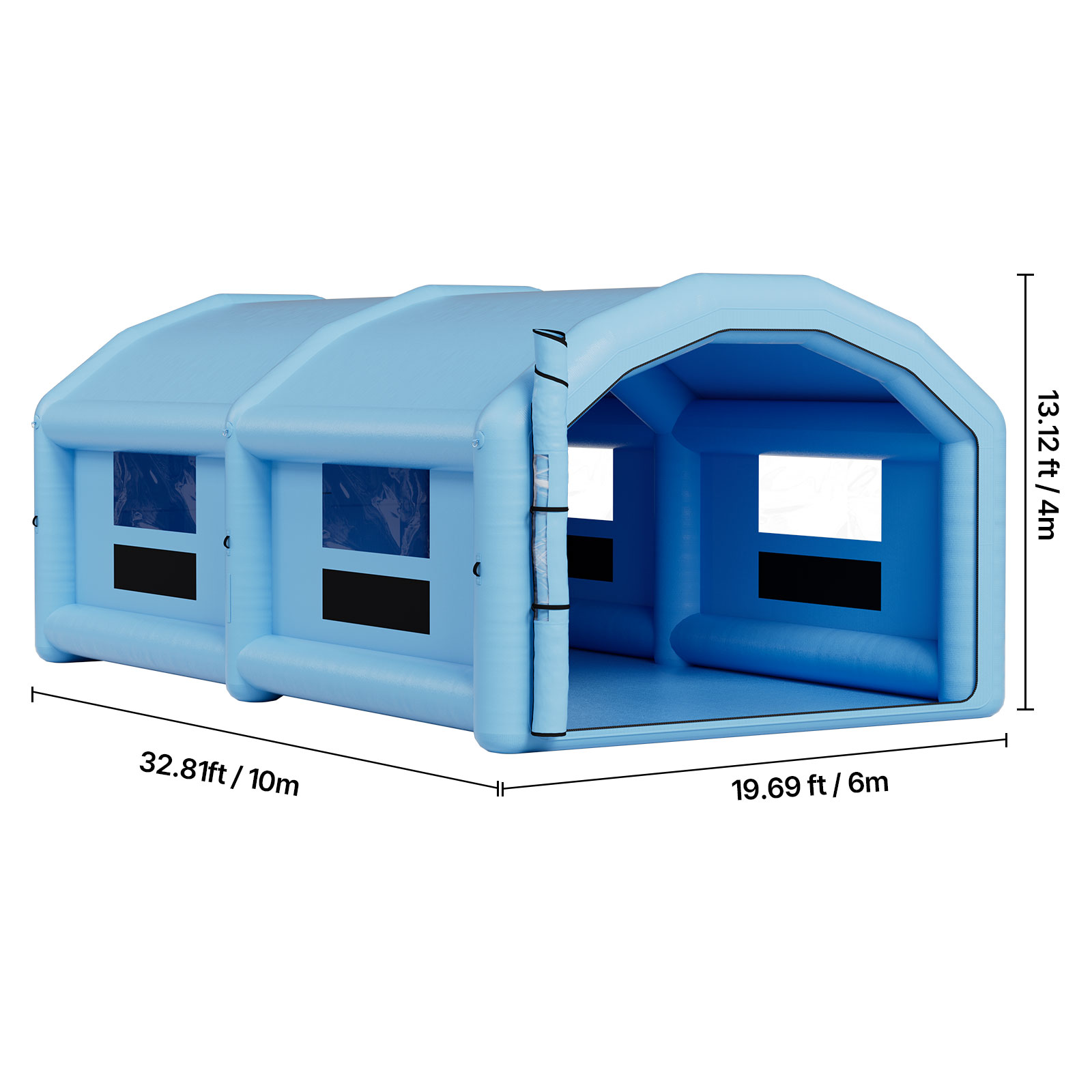 VEVOR Inflatable Paint Booth, 32.81 x 19.69 x 13.12 ft, Inflatable Spray Booth with 950W and 1100W Blowers and Air Filter System, Round Roof, for Painting Car, Truck, Furniture,Automotive Sheet Metal