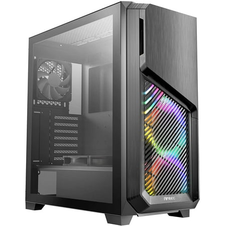 Antec Dark Phantom DP502 FLUX, Mid Tower ATX Gaming Case, Tempered Glass Side Panel, Swing Open Front Panel & LED Strips, F-LUX Platform, 3 x 120 mm ARGB, 1 x 120 mm Reverse & 1 x 120 mm Fans Included