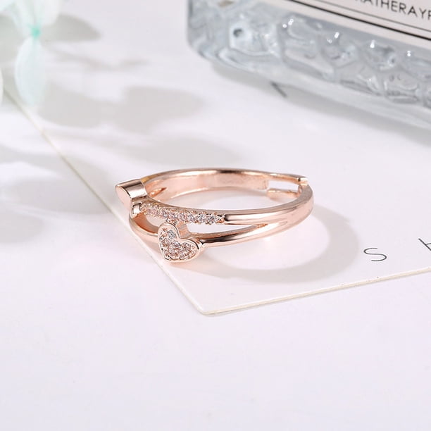 Anillos para mujeres, regalos para mujeres Corazón a corazón Boca viva Temperamento Femenino En forma de corazón Apertura de un anillo