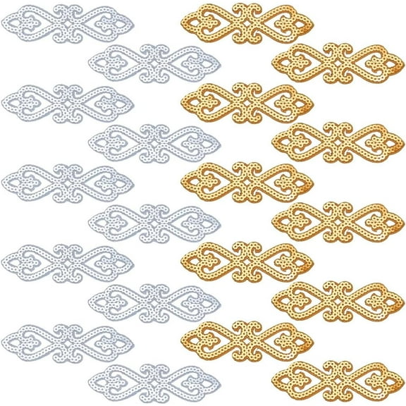 20pcs 2 colors Embroidery Iron on/Sew on Polyester Ribbon Patches Hollow Trim for Costume Accessories Mixed color 40x125x1mm 20pcs/set