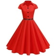 thumbnail image 2 of FRSASU formal Dresses for Women Fashion Short Sleeve V-Neck Slim Dress Solid Dresses Red XL, 2 of 9