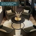 thumbnail image 5 of Round Black Coffee Table with Faux Marble Top - Modern Living Room Decor, 5 of 9