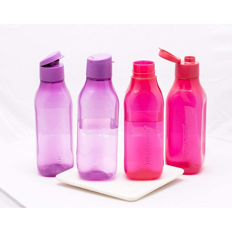 Tupperware Aquasafe - Juego de 4 botellas con tapa abatible (1 litro)